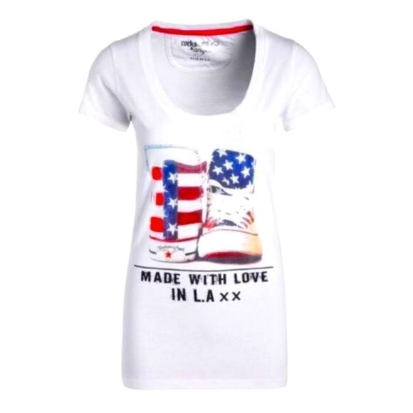 Rockstars & Angels Chucks Tee American Flag - Picture 1 of 7